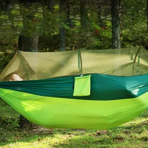1-2 Person Portable Outdoor Camping Hammock with Mosquito Net High Strength Parachute Fabric Hanging Bed Hunting Sleeping Swing