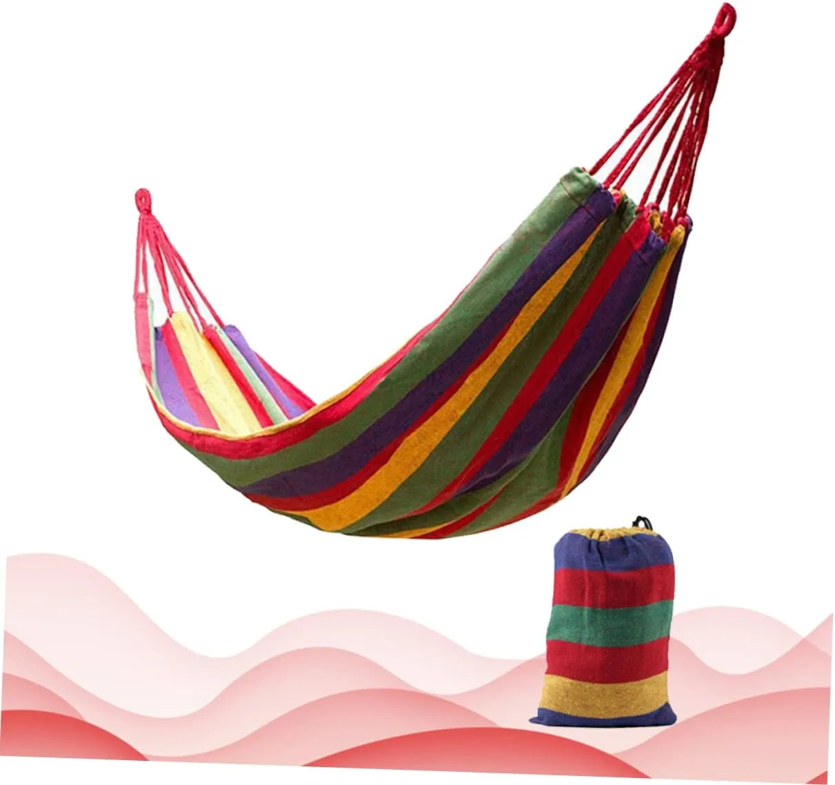 1 Set Canvas Hammock Patio Hammock Outdoor Hammock Double Hammock Hammack Outdoor Hammock Indoor Hammock Tent Hammock for Camping Hammock for Outside Portable The Swing Travel (Red 260X150CM)