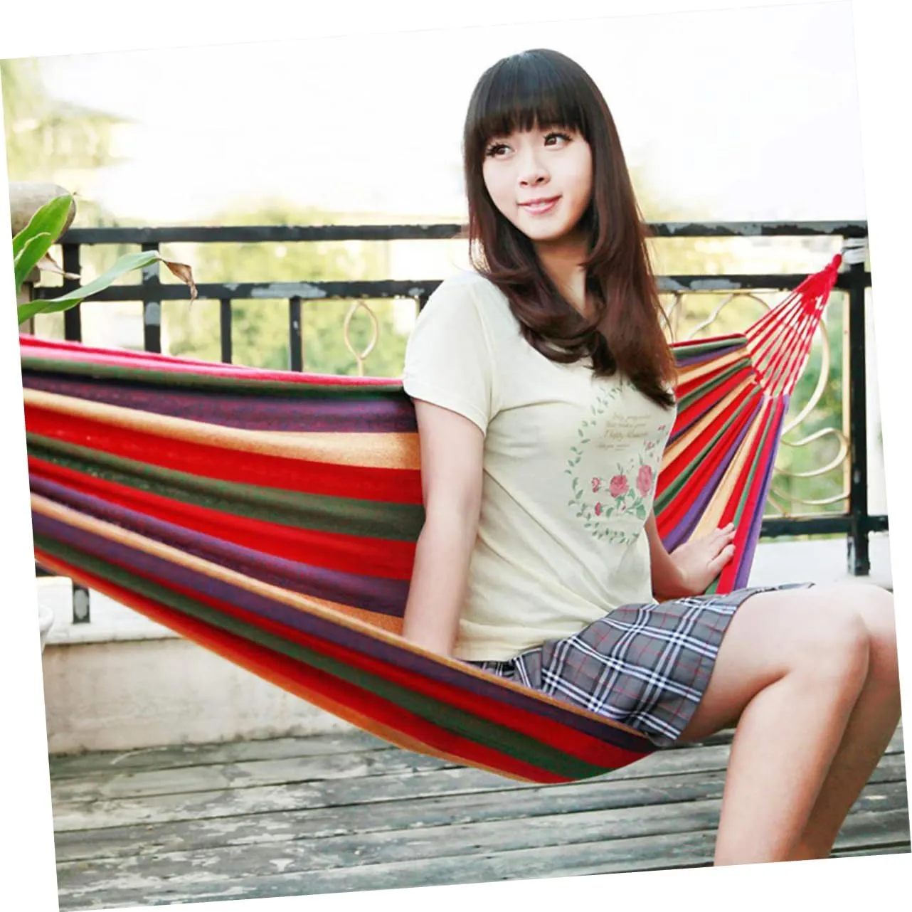 1 Set Canvas Hammock Patio Hammock Outdoor Hammock Double Hammock Hammack Outdoor Hammock Indoor Hammock Tent Hammock for Camping Hammock for Outside Portable The Swing Travel (Red 260X150CM)