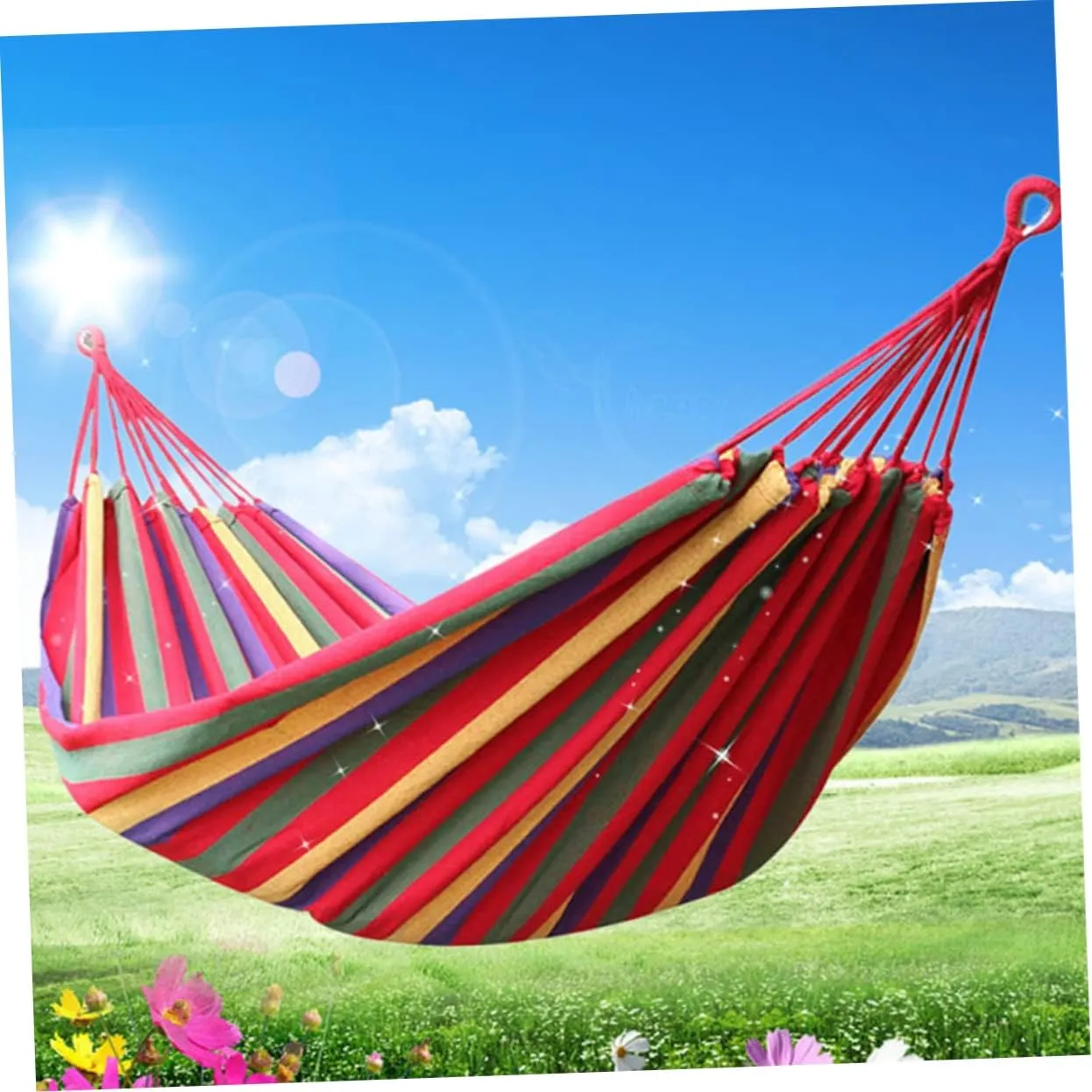 1 Set Canvas Hammock Patio Hammock Outdoor Hammock Double Hammock Hammack Outdoor Hammock Indoor Hammock Tent Hammock for Camping Hammock for Outside Portable The Swing Travel (Red 260X150CM)