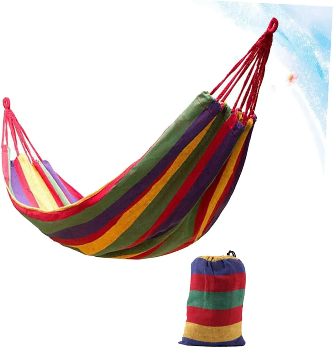 1 Set Canvas Hammock Patio Hammock Outdoor Hammock Double Hammock Hammack Outdoor Hammock Indoor Hammock Tent Hammock for Camping Hammock for Outside Portable The Swing Travel (Red 260X150CM)