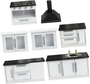 1 Set Miniature Kitchen Model with Gas Stove Dollhouse Furniture for DIY Crafts and Home Decoration Present for Mini House Enthusiasts