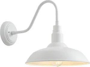 10'' Diameter Outdoor Gooseneck Barn Light Fixture with Wall Mount, White Exterior Waterproof Porch Barn Door Wall Lantern, Farmhouse Outdoor Wall Sconce, 1 Pack, LM2201-WH