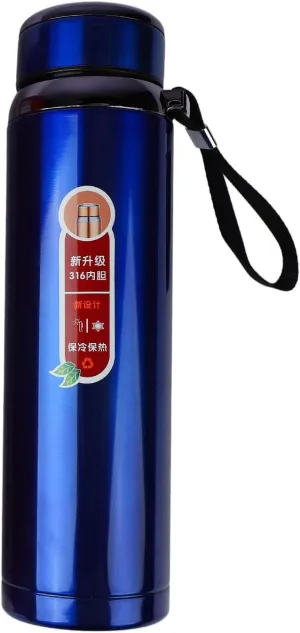 1000ml Blue Insulated Stainless Steel Vacuum Water Bottle Portable Outdoor Hydration Solution