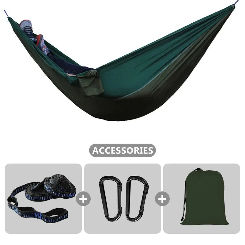 102x55inch Outdoor Double Camping Hammock with Tree Strap Lightweight Parachute 210T Nylon Hammock Swing Chair for Hiking Garden