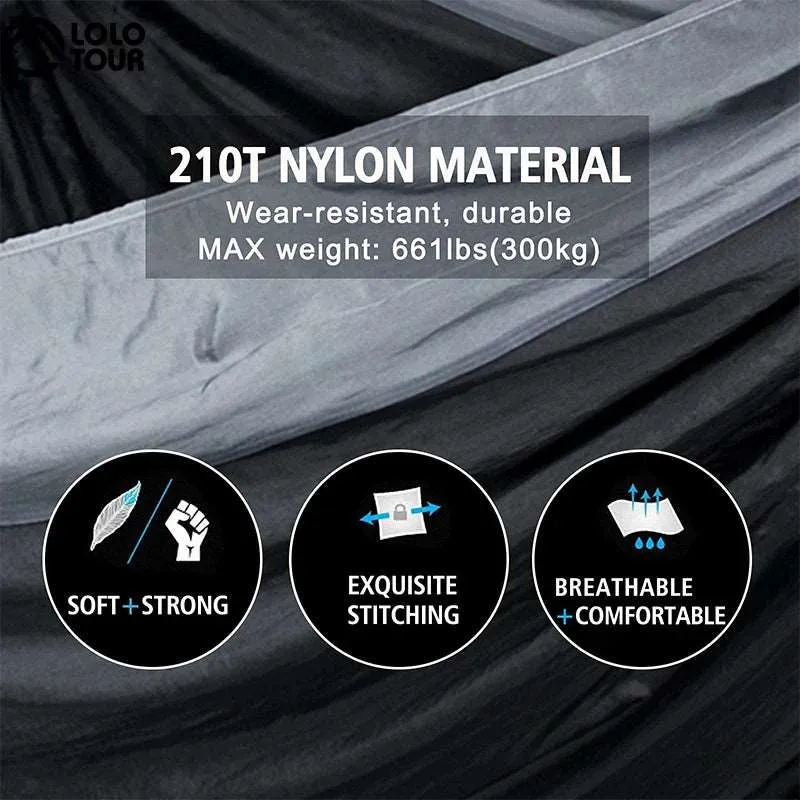 102x55inch Outdoor Double Camping Hammock with Tree Strap Lightweight Parachute 210T Nylon Hammock Swing Chair for Hiking Garden