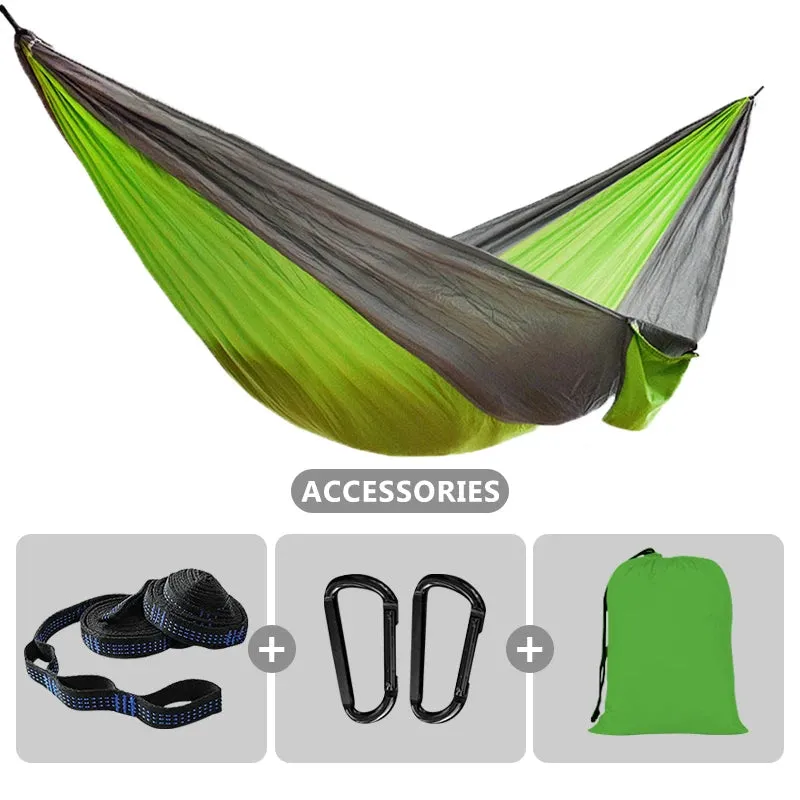 102x55inch Outdoor Double Camping Hammock with Tree Strap Lightweight Parachute 210T Nylon Hammock Swing Chair for Hiking Garden