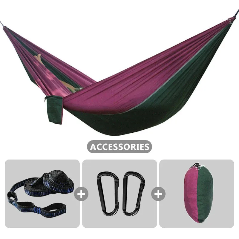 102x55inch Outdoor Double Camping Hammock with Tree Strap Lightweight Parachute 210T Nylon Hammock Swing Chair for Hiking Garden