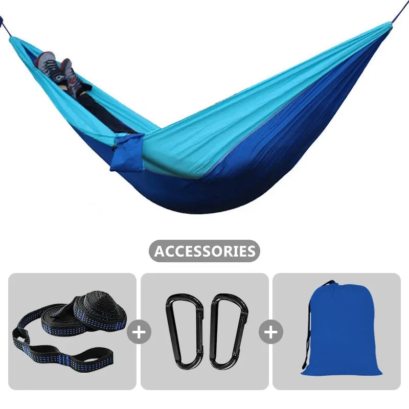 102x55inch Outdoor Double Camping Hammock with Tree Strap Lightweight Parachute 210T Nylon Hammock Swing Chair for Hiking Garden