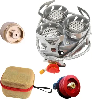 11000W Windproof Camping Gas Stove, Camping Gas Stove with 1LB Propane Tank Adapter, Piezo Ignition Carry Case, Portable Collapsible Stove Burner for Outdoor Backpacking Hiking and Picnic