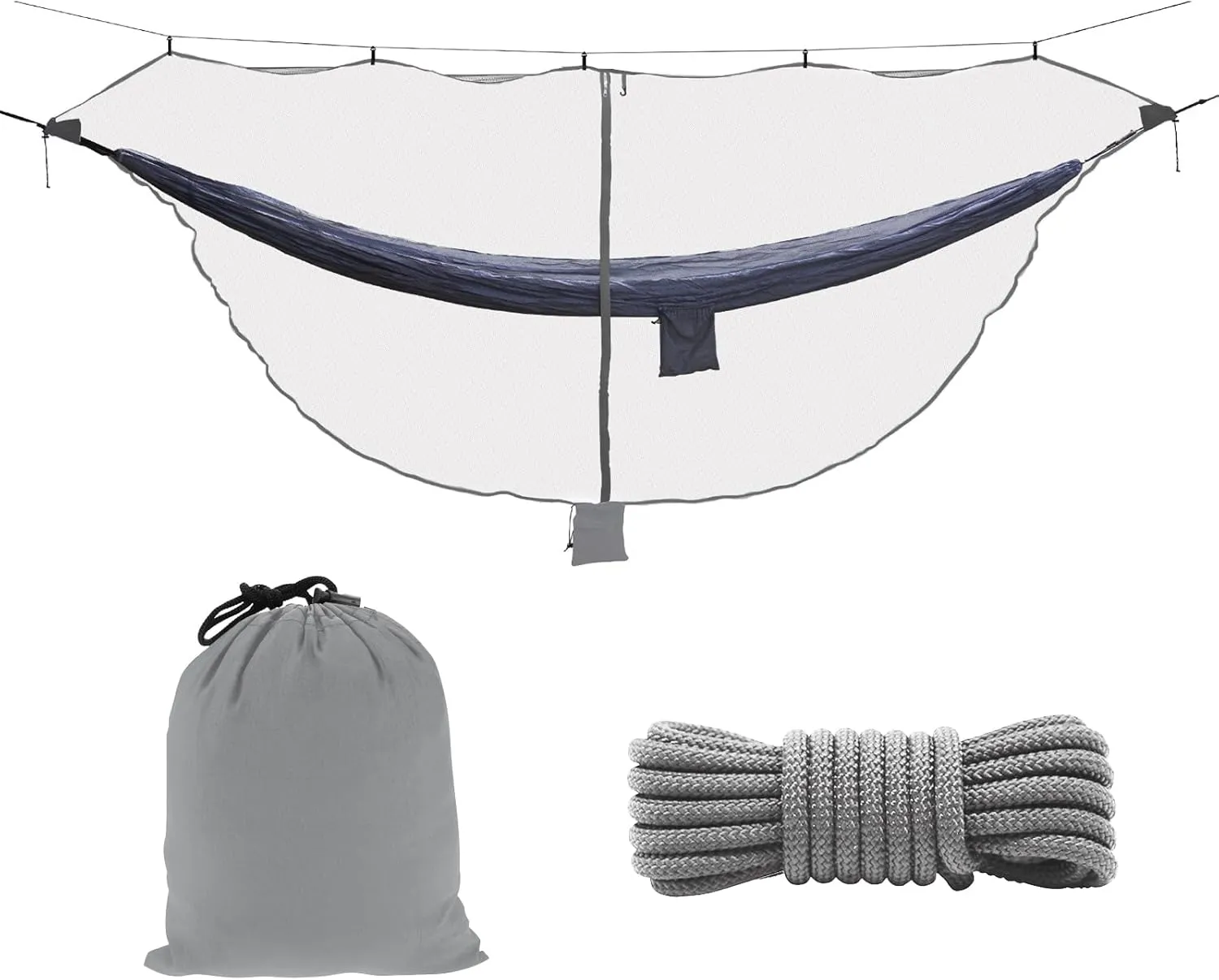 11ft X 4.5ft Hammock Bug Net, Mosquito Net for Hammocks, Mesh Hammock Netting Fits All Camping Hammocks (Gray)