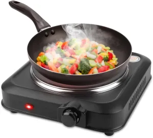 1200W Electric Infrared Single Burner, Single Hot Plate with Stepless Temperature Adjustments, Portable Counter Single Stove with 7.5” Glass Cooktop for Home RV Camp Cooking