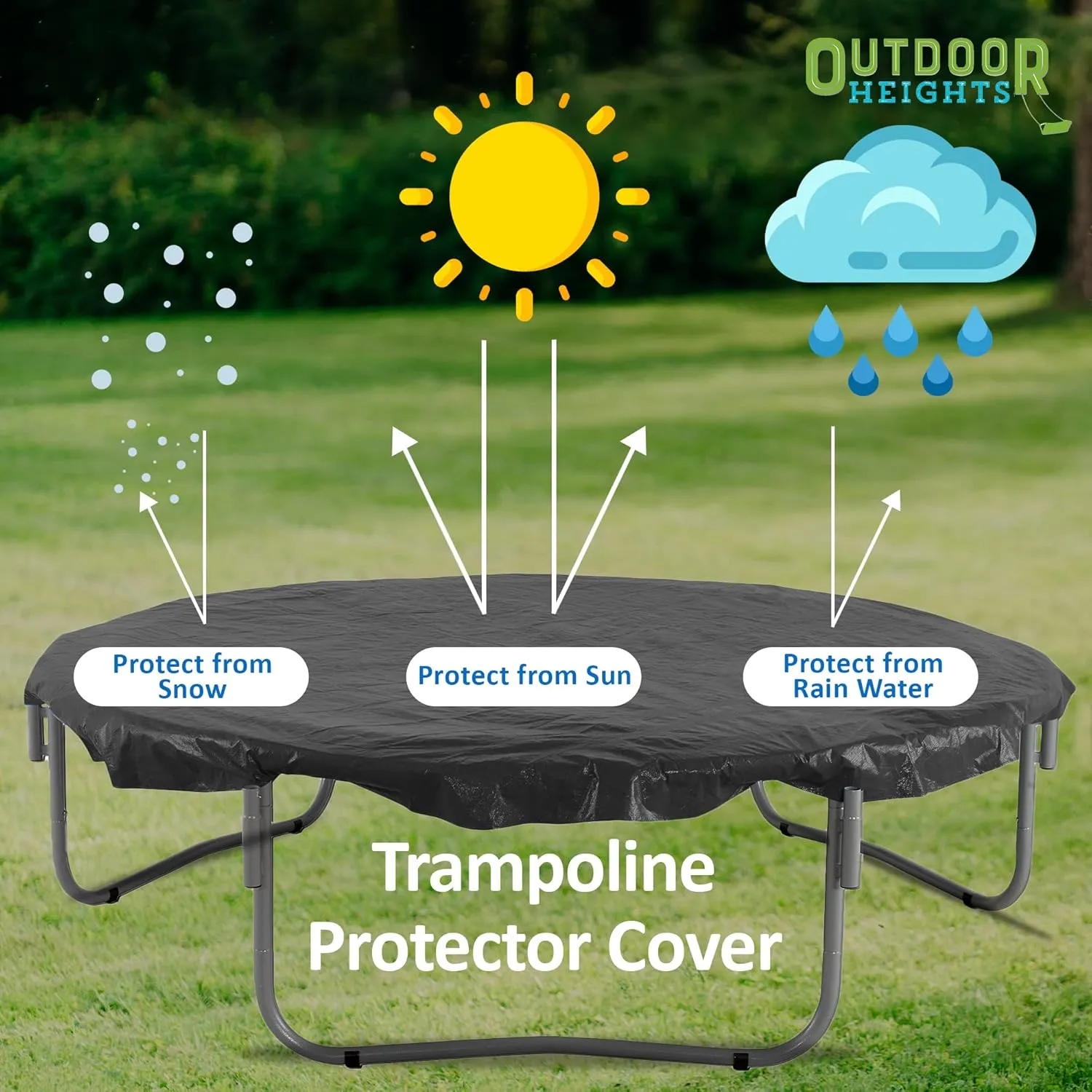 13ft Trampoline Cover, Round Trampoline Cover Rain Snow Sun Shade Protection Cover, Rainproof UV Resistant Wear-Resistant Gravity Trampoline Cover trampoline Protective Covers - 13ft Round,Black