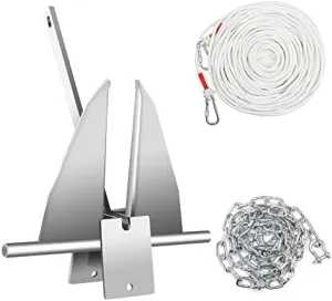 13LB Boat Anchor Kit, Fluke Style Anchor, Hot-Dipped Galvanized Steel, Kit Includes Galvanized Fluke Anchor, Anchor Chain,Rope, Shackles,Boat Anchors for 15'-23' Boats,13lb
