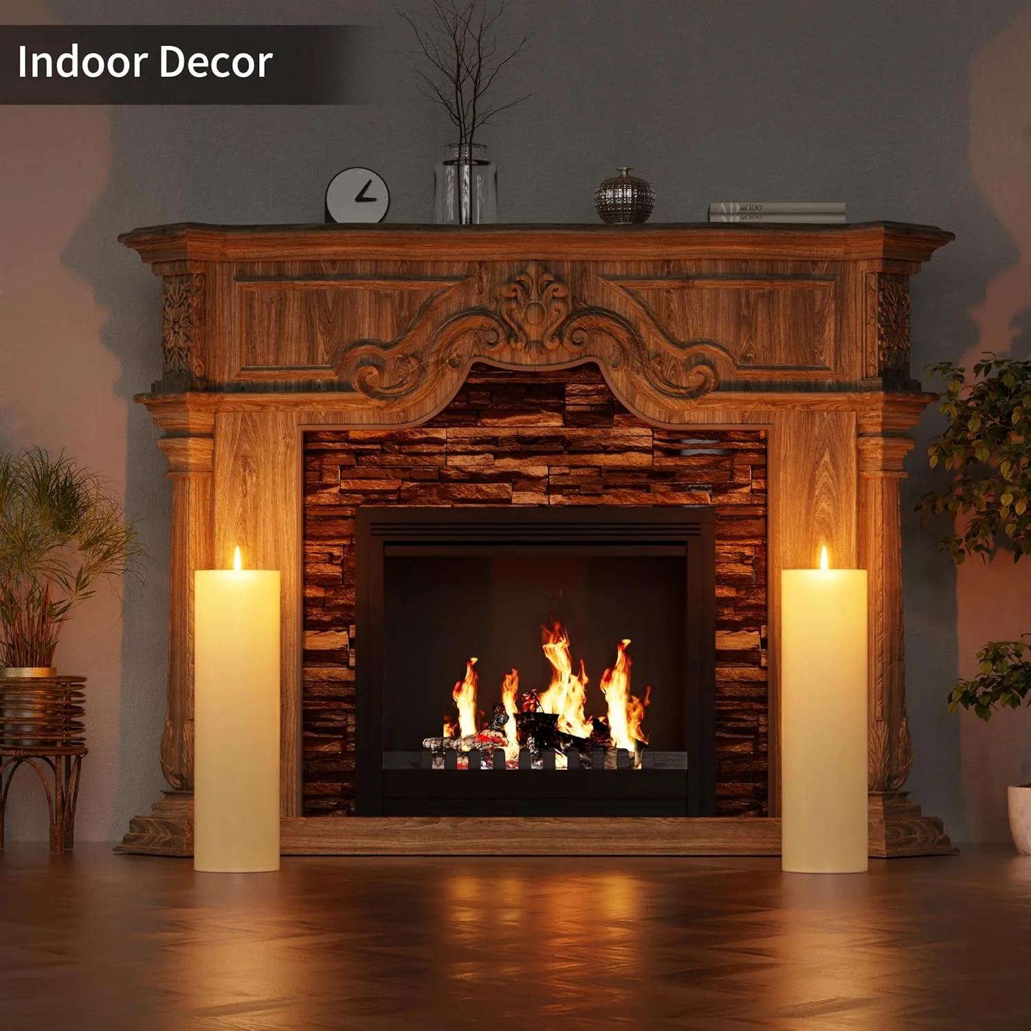 14" x 4" Large Outdoor Candle with Timer Waterproof Flickering LED Flameless Candle Battery Operated with Remote Fake Pillar Candle Realistic for Patio Porch Lantern, Ivory 1 Pack