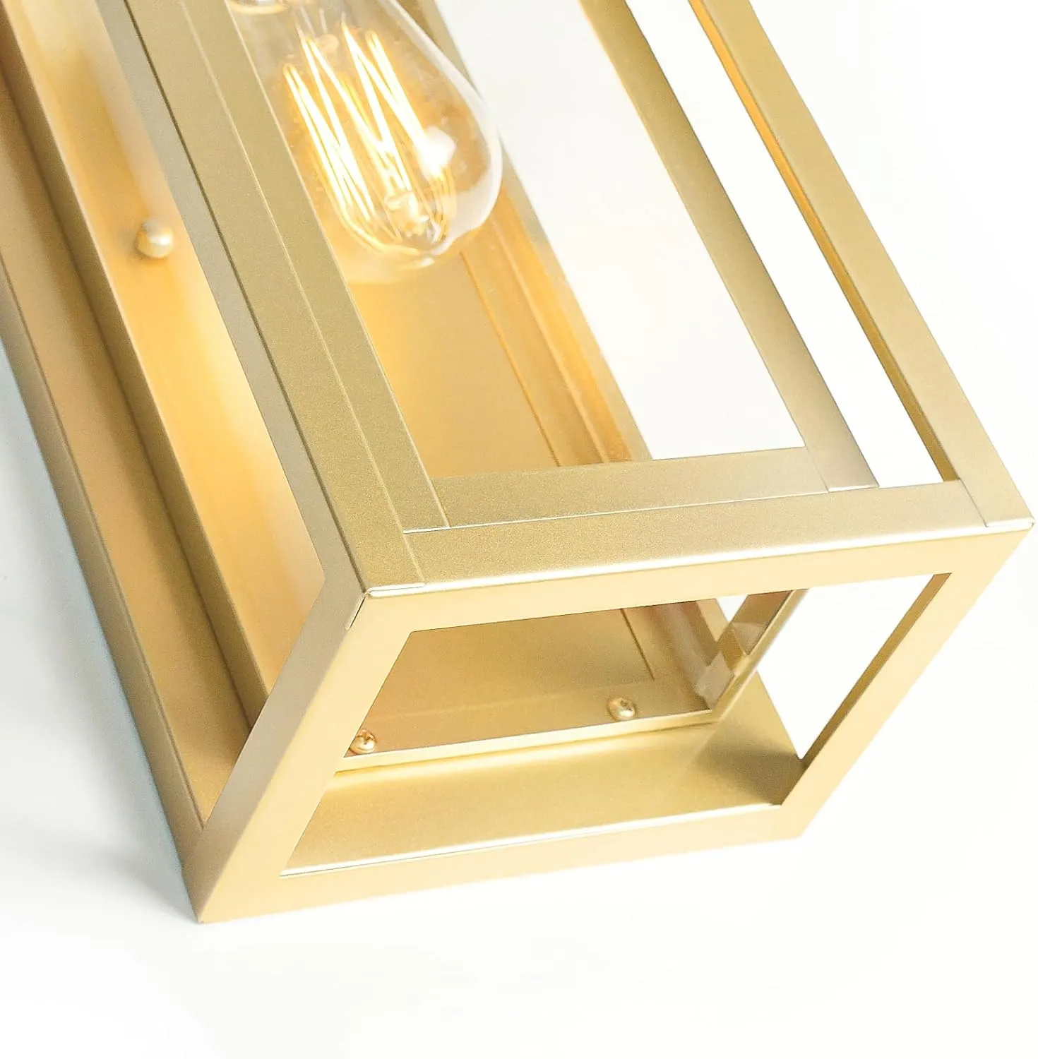 15" Large Gold Outdoor Light Fixture Wall Mount, 2 Pack Waterproof Outdoor Sconces, Modern Wall Lights with Clear Glass Shade for Front Door, Porch, Garage