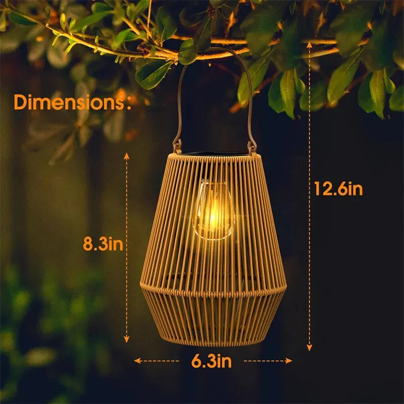 1Pc Solar Lanterns Waterproof Solar Lights for Outside Hanging Solar Woven Lantern Solar Lamp Lights Decoration for Garden Yard