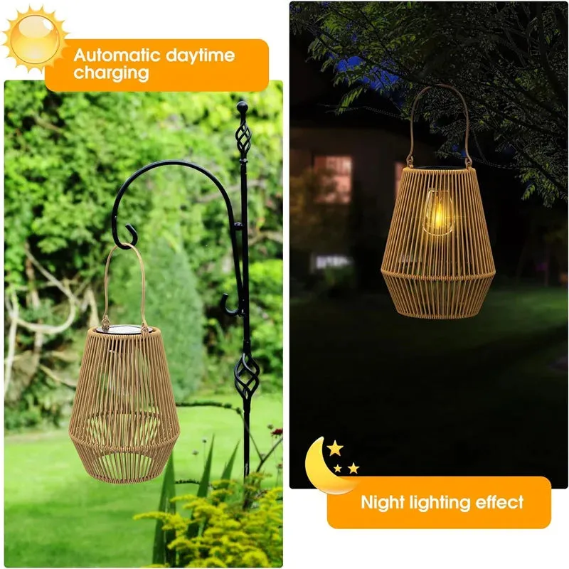 1Pc Solar Lanterns Waterproof Solar Lights for Outside Hanging Solar Woven Lantern Solar Lamp Lights Decoration for Garden Yard