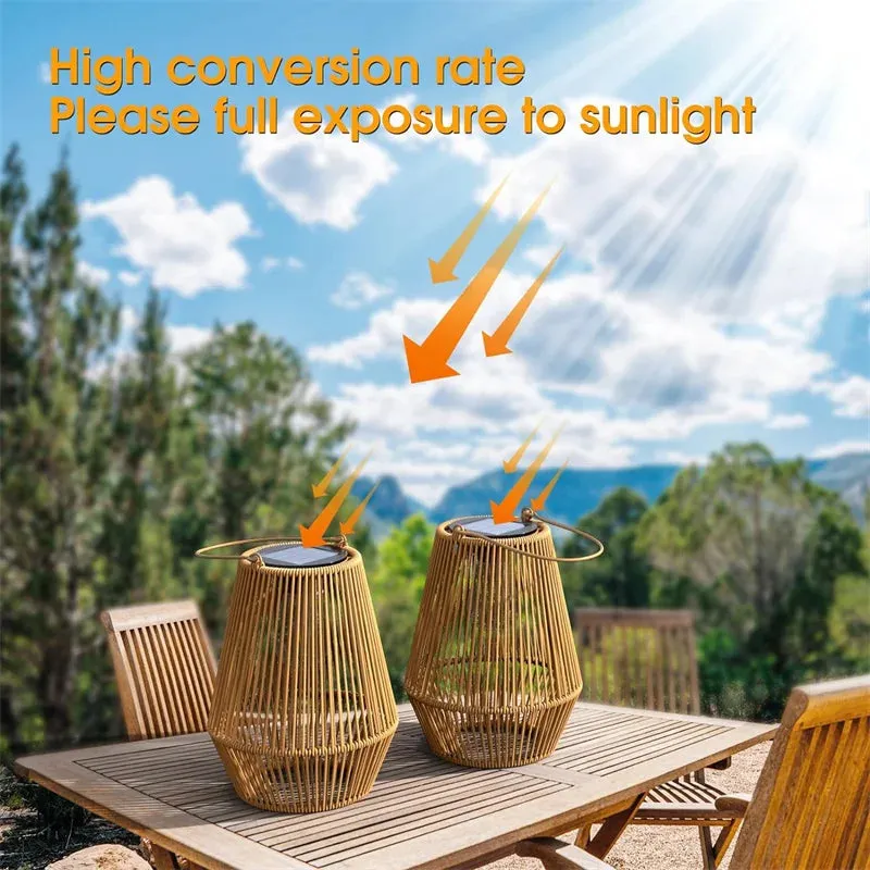 1Pc Solar Lanterns Waterproof Solar Lights for Outside Hanging Solar Woven Lantern Solar Lamp Lights Decoration for Garden Yard
