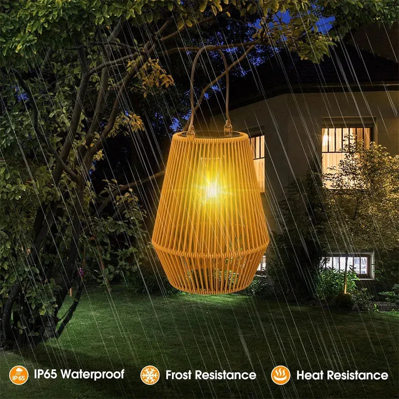 1Pc Solar Lanterns Waterproof Solar Lights for Outside Hanging Solar Woven Lantern Solar Lamp Lights Decoration for Garden Yard