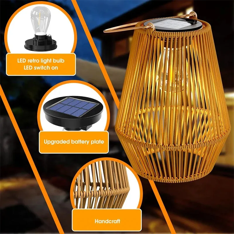 1Pc Solar Lanterns Waterproof Solar Lights for Outside Hanging Solar Woven Lantern Solar Lamp Lights Decoration for Garden Yard