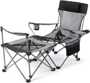 2 in 1 Camping Folding Recliner Chair, A Portable Camping and Backpacking Chair Adjustable to The Ideal Seating Angle, for Any Outdoor Activity,D
