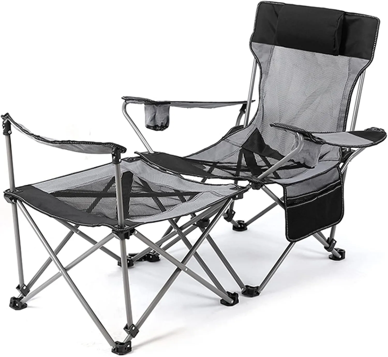 2 in 1 Camping Folding Recliner Chair, A Portable Camping and Backpacking Chair Adjustable to The Ideal Seating Angle, for Any Outdoor Activity,D