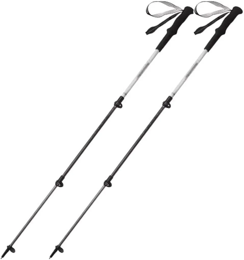 2 Pack Adjustable Trekking Poles, Lightweight Walking Sticks for Backpacking, Hiking Gear with EVA Grip, Aluminum Alloy   Carbon Fiber