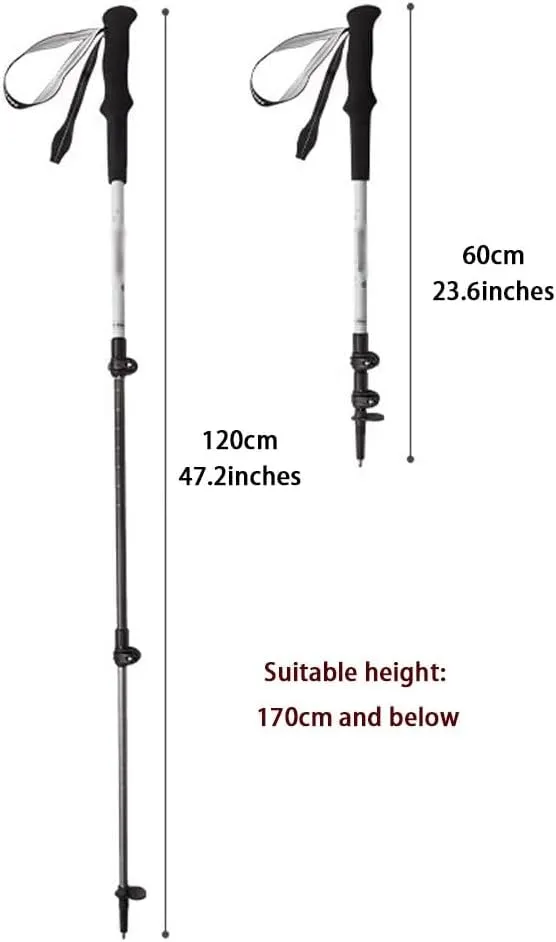 2 Pack Adjustable Trekking Poles, Lightweight Walking Sticks for Backpacking, Hiking Gear with EVA Grip, Aluminum Alloy   Carbon Fiber