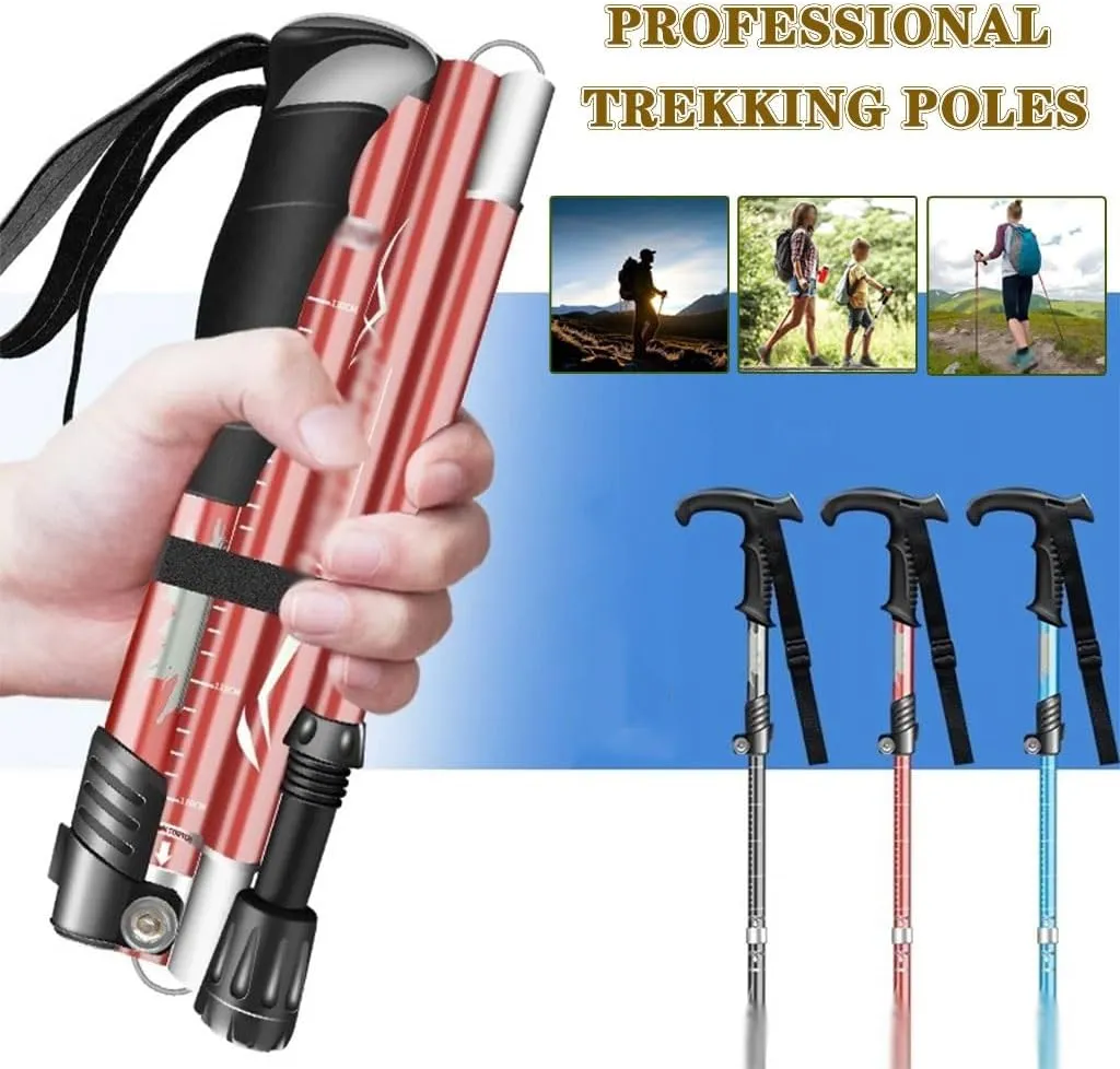 2-Pack Folding Trekking Poles, Adjustable Ultralight Walking Sticks, with EVA Grips   Quick Lock, for Men, Women