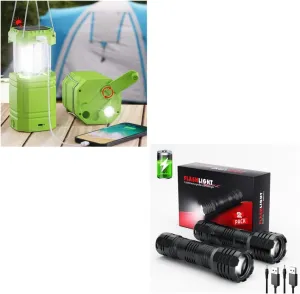 2 Pack Rechargeable Flashlights  Electric LED Camping Lantern for Emergency