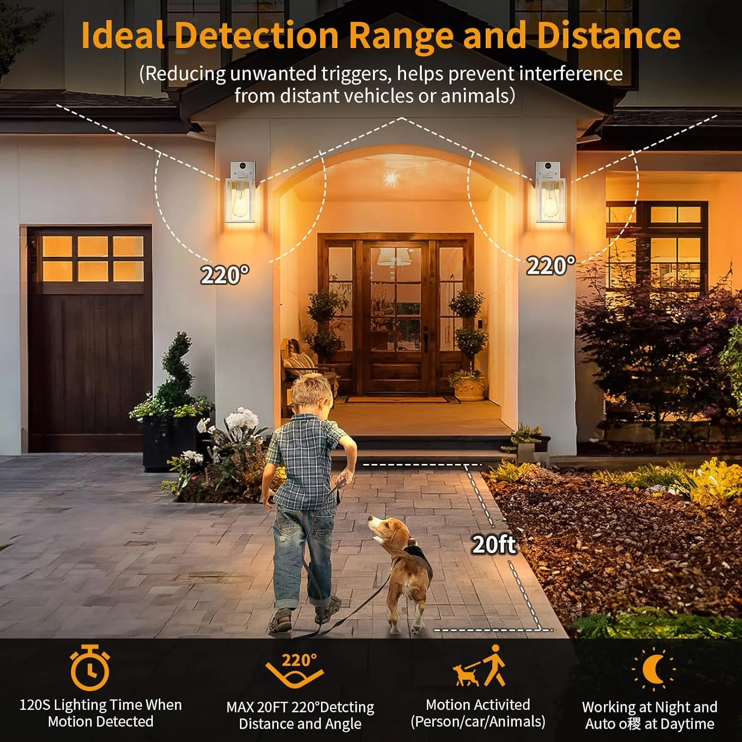 2 Pack Silver Motion Sensor Outdoor Light Fixtures Wall Mount, Dusk to Dawn Front Porch Lights for House, Exterior Wall Sconce, Waterproof Lantern Lamp,Outside Coach Light for Garage Entryway Yard