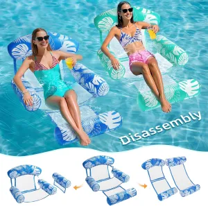 2 Packs Inflatable Pool Floats Adult, 5-in-1 Floating Lounge Chairs with Detachable Design, Blow up Pool Floats for Adult(Blue Green)