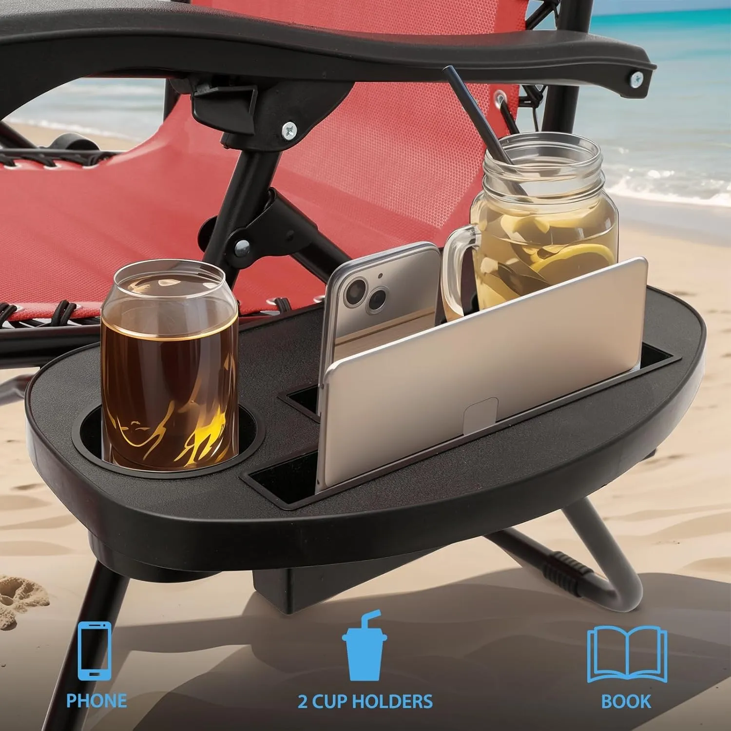 2 pcs Zero Gravity Lounge Chair with Sunshade Canopy and Pillow for Beach, Pool, and Patio, CAAP-BCC-B2P-MR