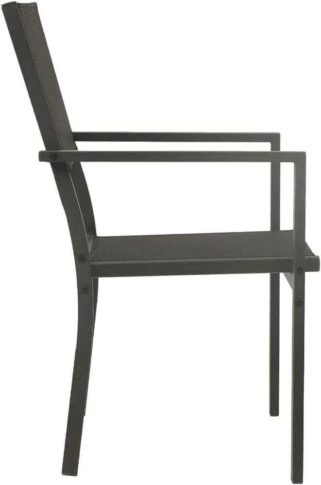 2-Piece Patio Chairs Set Textilene and Steel Outdoor Lounge Chairs Black and Anthracite for Garden, Poolside, Backyard Durable Weather-Resistant Furniture with Ergonomic Support