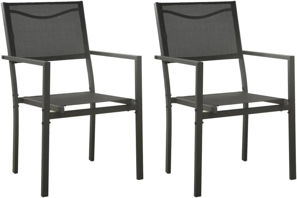 2-Piece Patio Chairs Set Textilene and Steel Outdoor Lounge Chairs Black and Anthracite for Garden, Poolside, Backyard Durable Weather-Resistant Furniture with Ergonomic Support