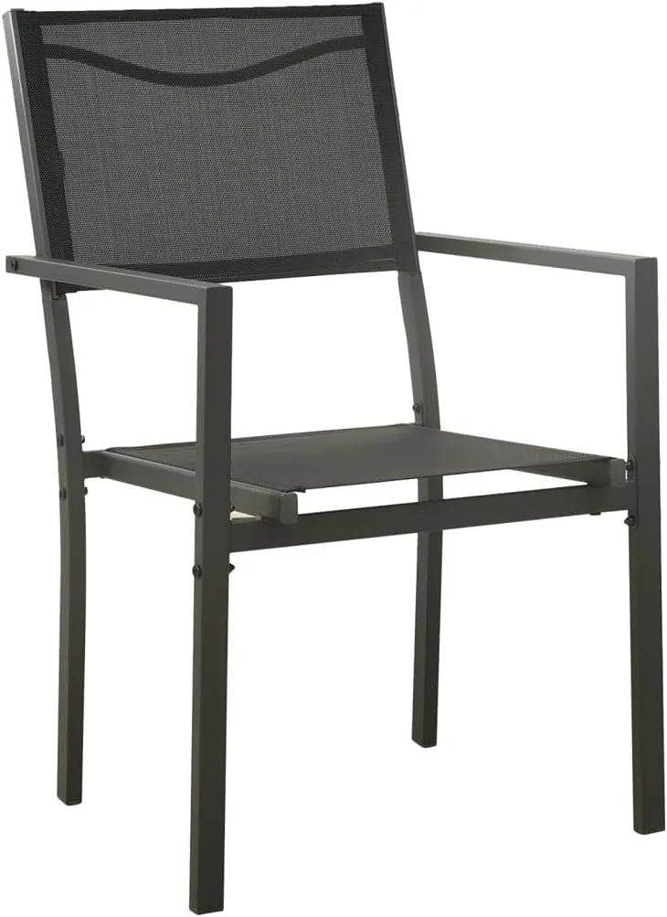 2-Piece Patio Chairs Set Textilene and Steel Outdoor Lounge Chairs Black and Anthracite for Garden, Poolside, Backyard Durable Weather-Resistant Furniture with Ergonomic Support