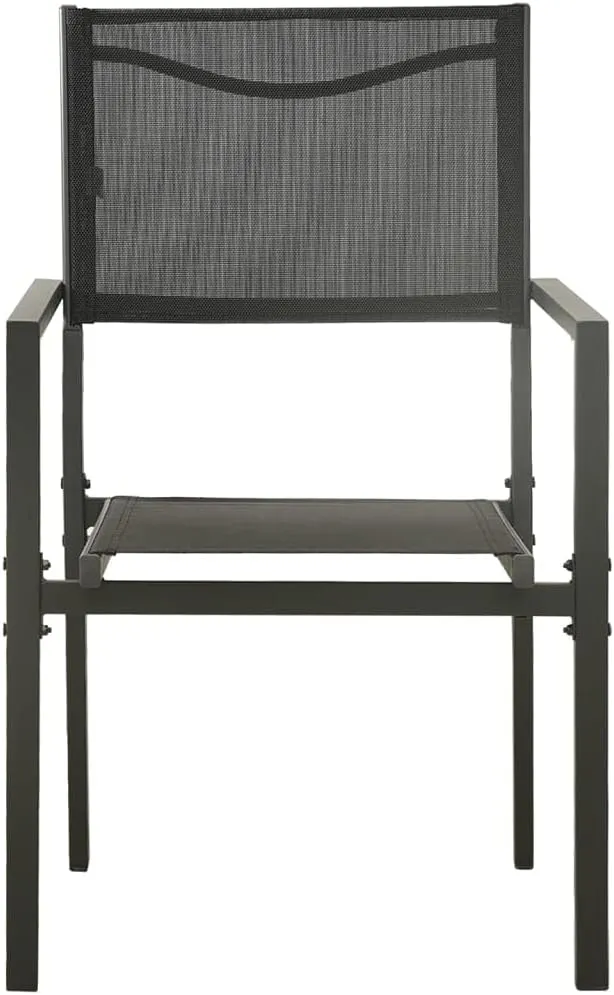 2-Piece Patio Chairs Set Textilene and Steel Outdoor Lounge Chairs Black and Anthracite for Garden, Poolside, Backyard Durable Weather-Resistant Furniture with Ergonomic Support