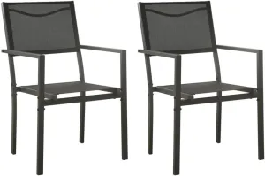 2-Piece Patio Chairs Set Textilene and Steel Outdoor Lounge Chairs Black and Anthracite for Garden, Poolside, Backyard Durable Weather-Resistant Furniture with Ergonomic Support