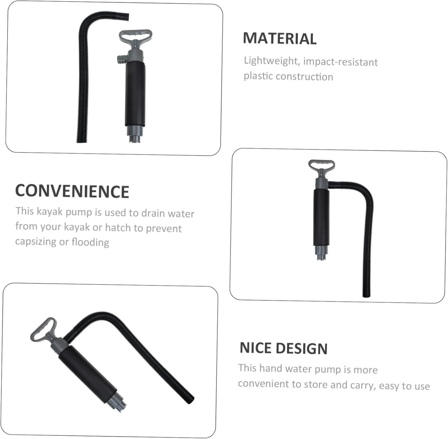 2 Sets Kayak Water Pump Kayaks Hand Pump Kayak Bailing Pump Kayak Pump and Pipe Kayak Bailer Kayak Bilge