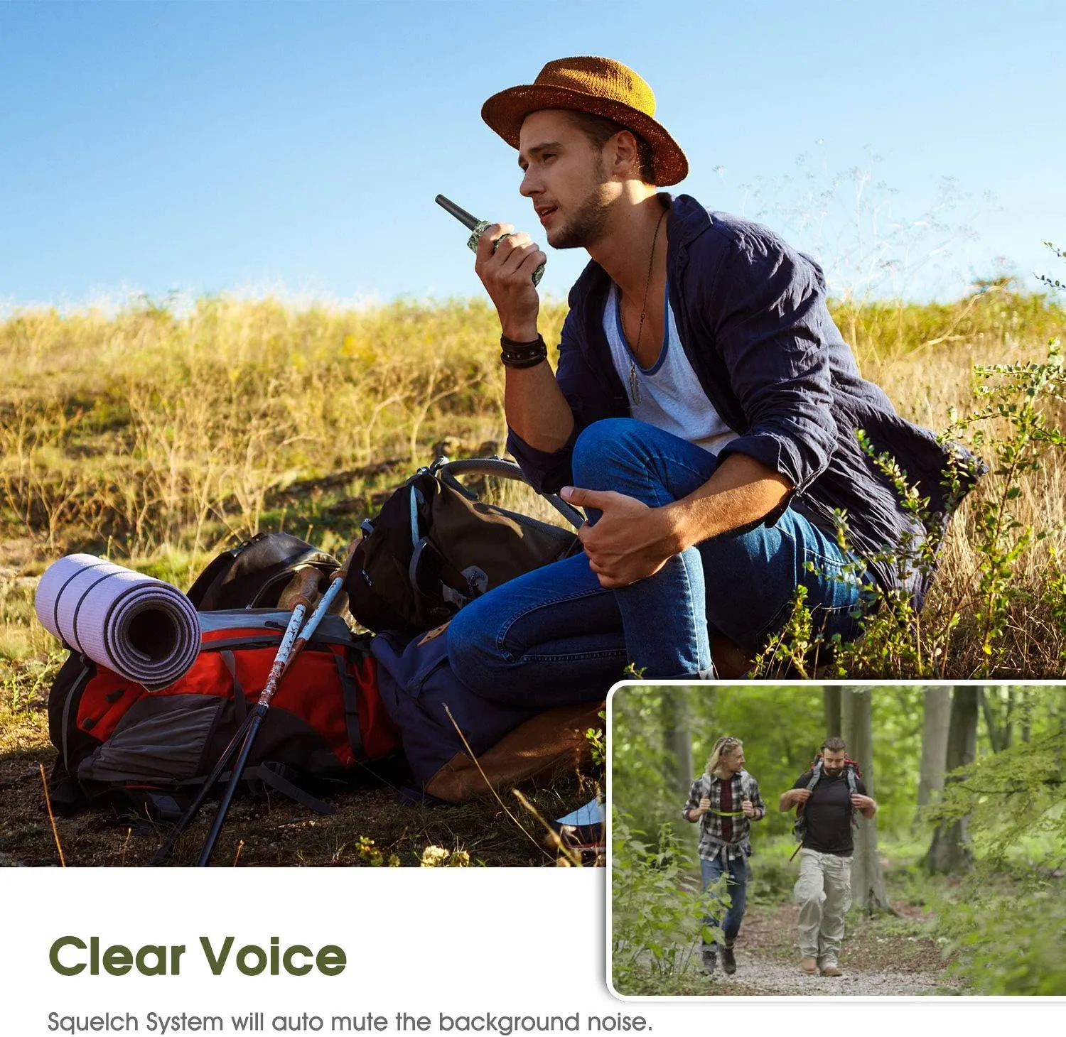2 Way Radios Camping Accessories, Topsung M880 FRS Walkie Talkie for Adults Long Range with Mic LCD Screen/Portable Wakie-Talkie with 22 Channel for Children Hiking Hunting Fishing (Camo 2 Pack)