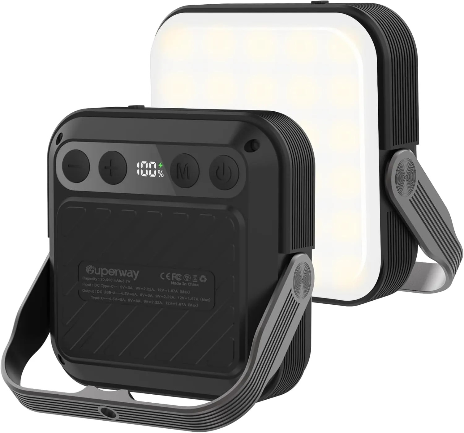 20000mAh Rechargeable LED Camping Lantern - 1600LM, QC3.0 22.5W, 4 - Color Switch, IPX5 Waterproof - Perfect for Camping, Hiking & Emergency Situations(Black)