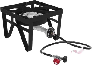 200K BTU Propane Burner, Heavy-Duty Propane Stove, Outdoor Burner with Adjustable 0-20Psi Regulator and Hose, Ideal for Home Brewing, Turkey Fry