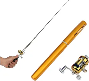 2023 Pocket Size Fishing Rod - Pen Fishing Pole and Reel Combo, Portable Telescopic Small Fishing Pole Mini Fishing Rod, Micro Collapsible Fishing Rod and Reel Combo Travel Fishing Kits