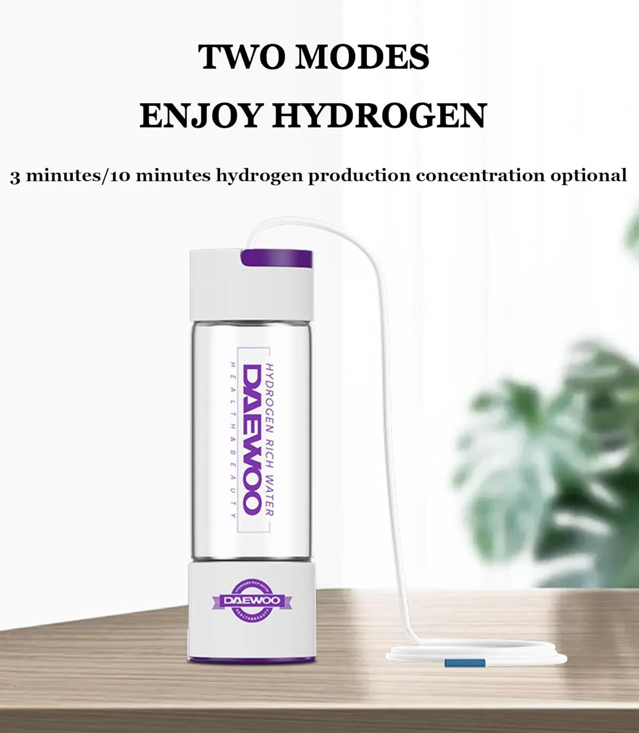 2024 Hydrogen Rich Water Cup, PEM Technology Ionizer, 550mL, Portable USB Rechargeable Ionized Water Generator, Anti Aging Antioxidant Glass Bottle