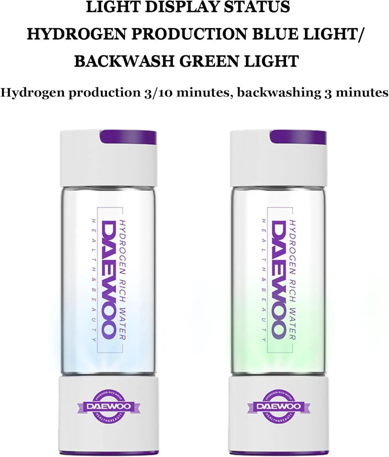 2024 Hydrogen Rich Water Cup, PEM Technology Ionizer, 550mL, Portable USB Rechargeable Ionized Water Generator, Anti Aging Antioxidant Glass Bottle