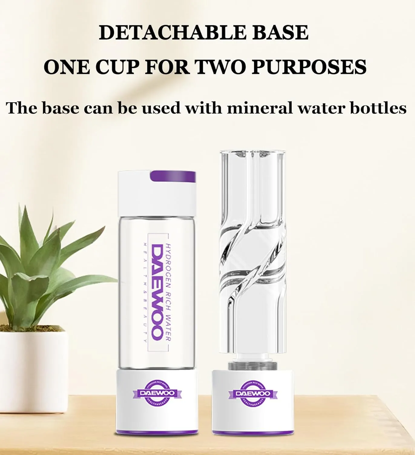 2024 Hydrogen Rich Water Cup, PEM Technology Ionizer, 550mL, Portable USB Rechargeable Ionized Water Generator, Anti Aging Antioxidant Glass Bottle