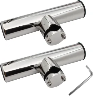 2Pcs Fishing Rod Holder, Rail Mount Fishing Pole Holder, Stainless Tournament Style Clamp on Rod Holder for Rails 3/4" to 1", 7/8" to 1"