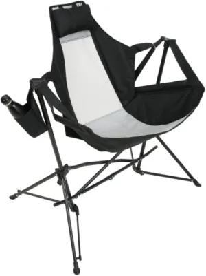 2pcs Hammock Camping Chair, Folding Portable Rocking Chair, Aluminum Alloy Swing Chair with Pillow Cup Holder, Recliner with Carry Bag for Outdoor Travel Lawn Backyard Beach, Black
