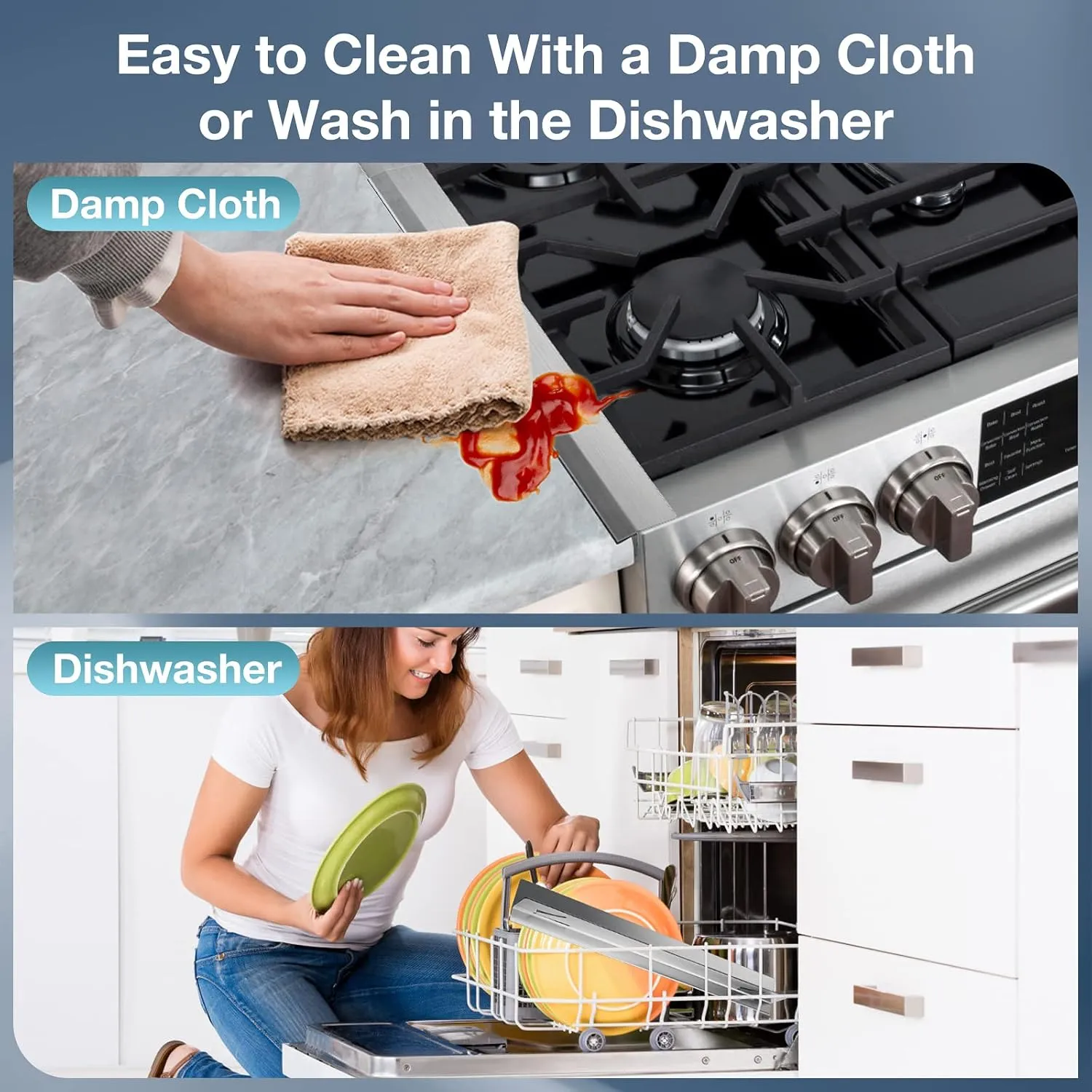 2PCS Kitchen Stove Counter Gap Covers, Stainless Steel Gap Cover, Cooktop Trim Kit, Stove Gap Guards, Oven Gap Filler, Heat Resistant & Effectively Protect Stove Gap Filler(13.8"-27.5" Silver)